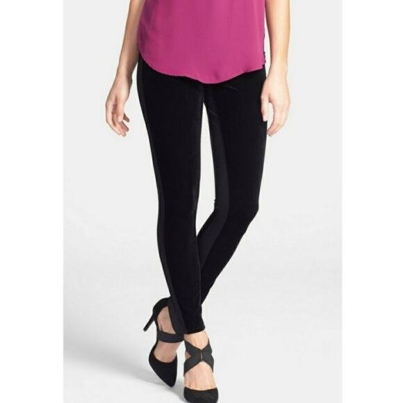 Lysse Pants - Lysse Black Crushed Velvet Pull On High Rise Stretchy Ankle Pants Size Medium